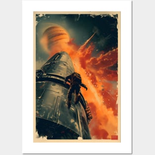 Explosion near Jupiter - Vintage Poster Style - Sci-Fi Posters and Art